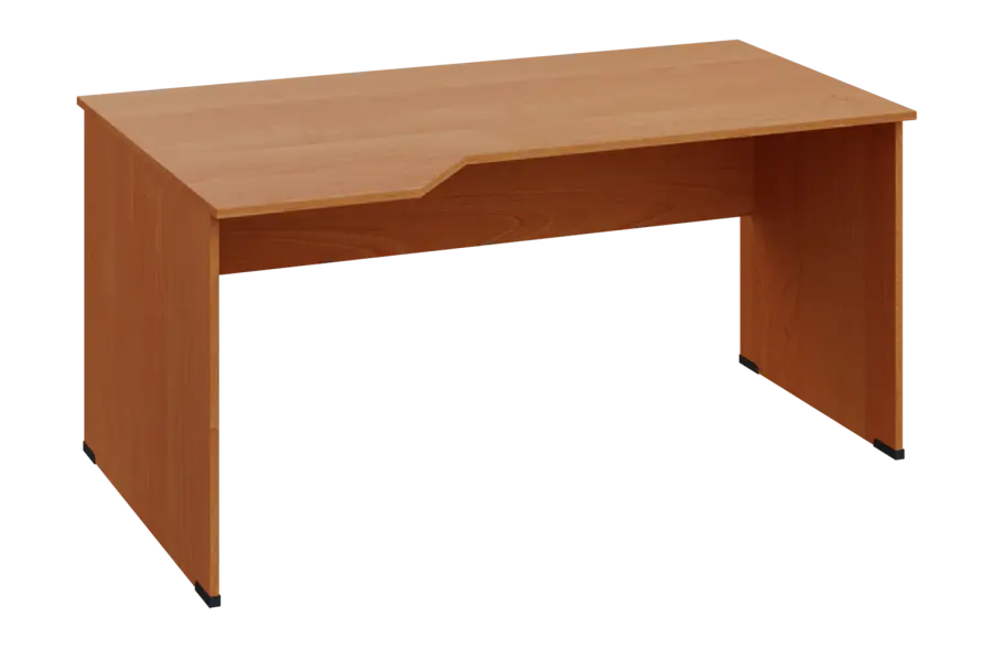 EZL 28 - 164 stůl kancelářský, rohový, levý, dřevěná podnož, deska 25 mm, široký 1600 mm, olše jantar